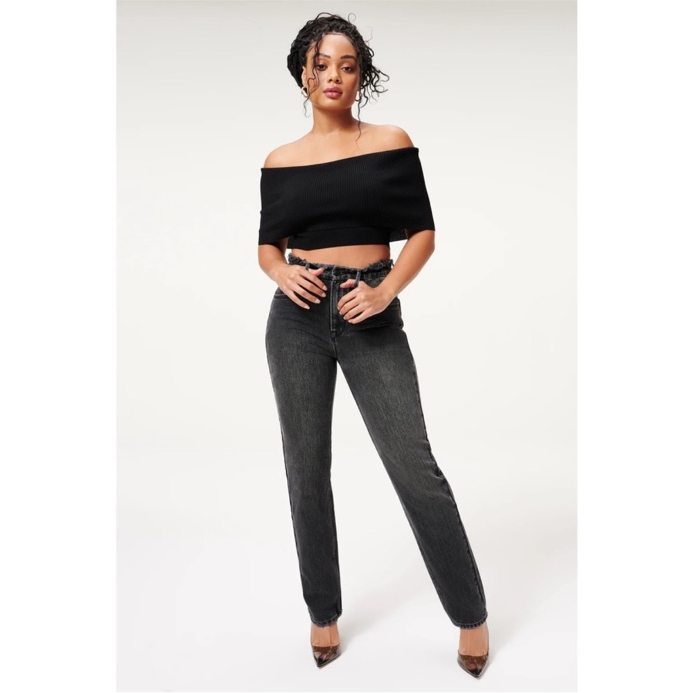 Good American Black Straight Leg Jeans